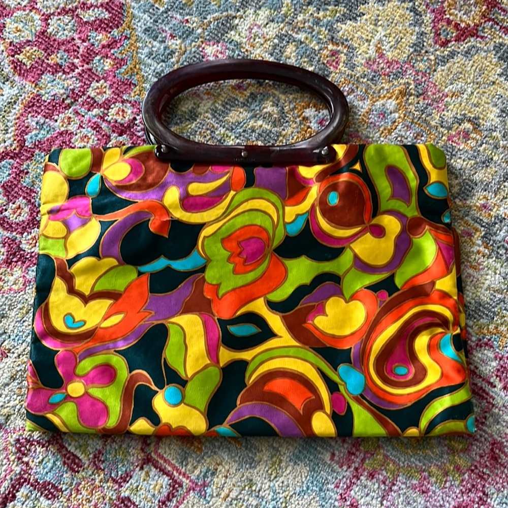 Vintage silk bag can be short or shopper shown in pics with measurements cool! - Picture 1 of 12